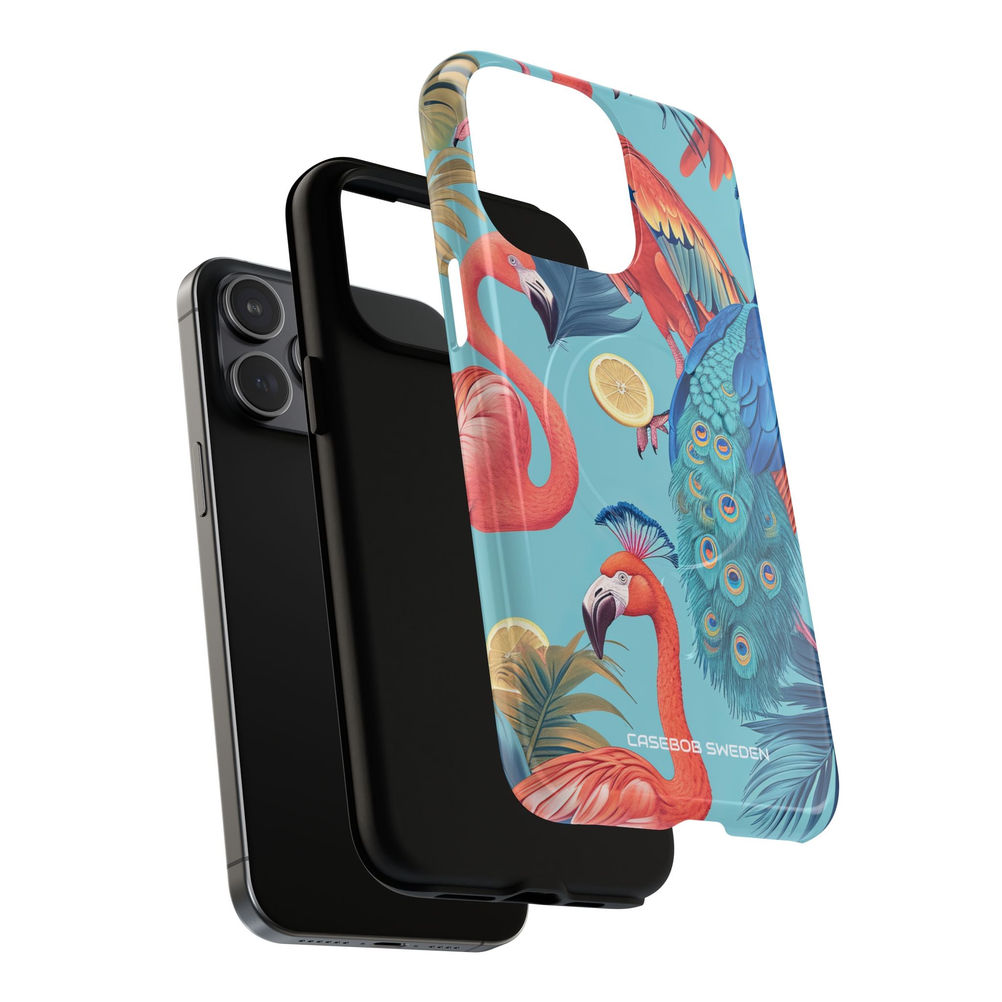 Tropical Flamingo Bliss - Tough + MagSafe® iPhone 15 Phone Case