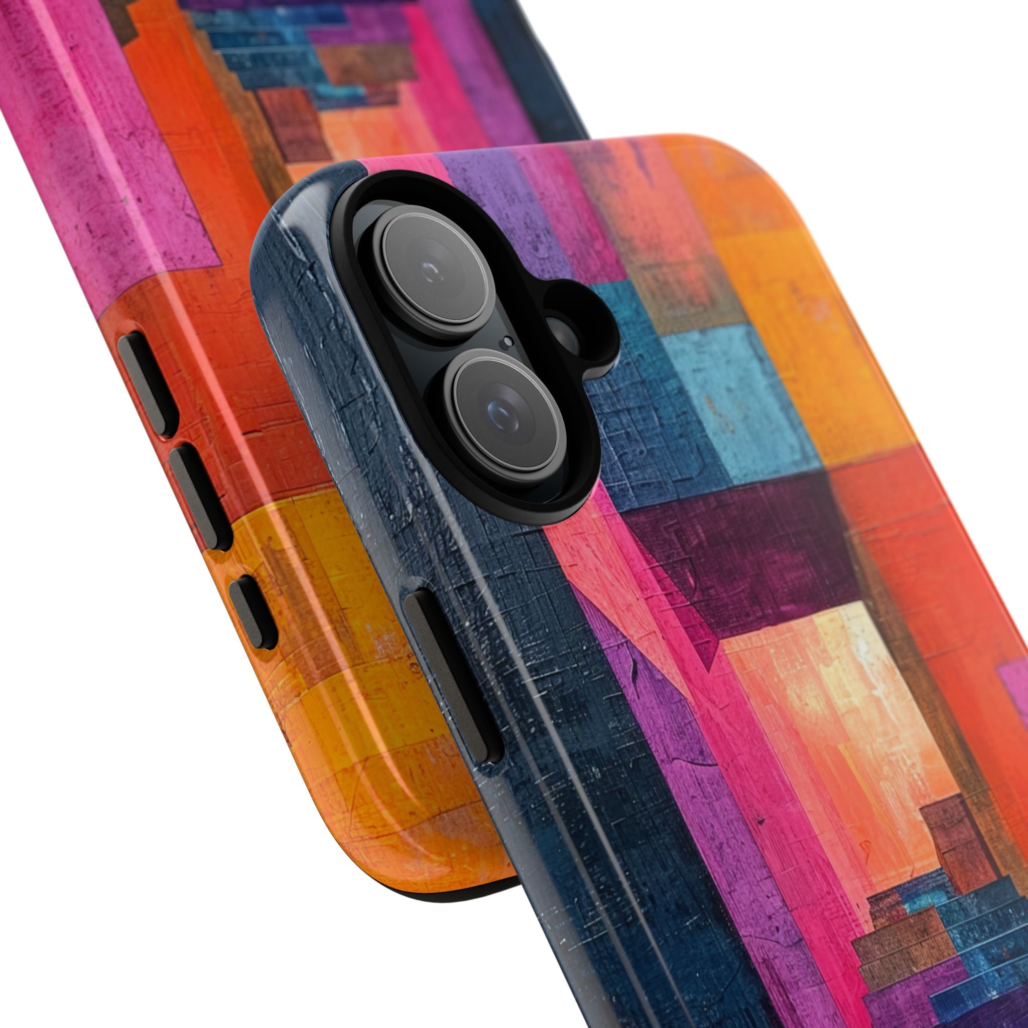 Pink Orange Geometry - Tough iPhone 16 Phone Case