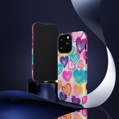 Hearts Dance Playfully - iPhone Case