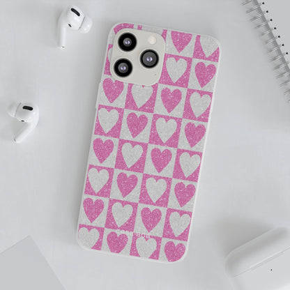 Glitter Heart Grid iPhone 13 Pro Max - Soft