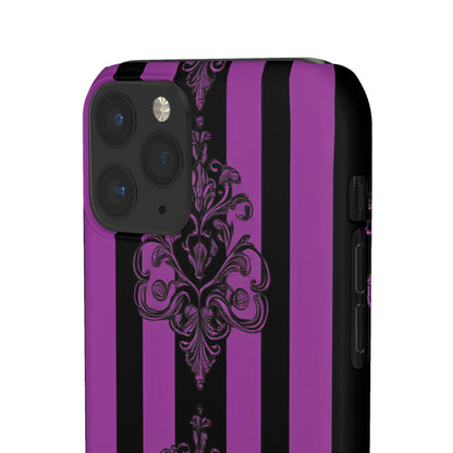 Gothic Elegance with Vertical Stripes and Ornamental Motifs iPhone 11 - Slim Phone Case