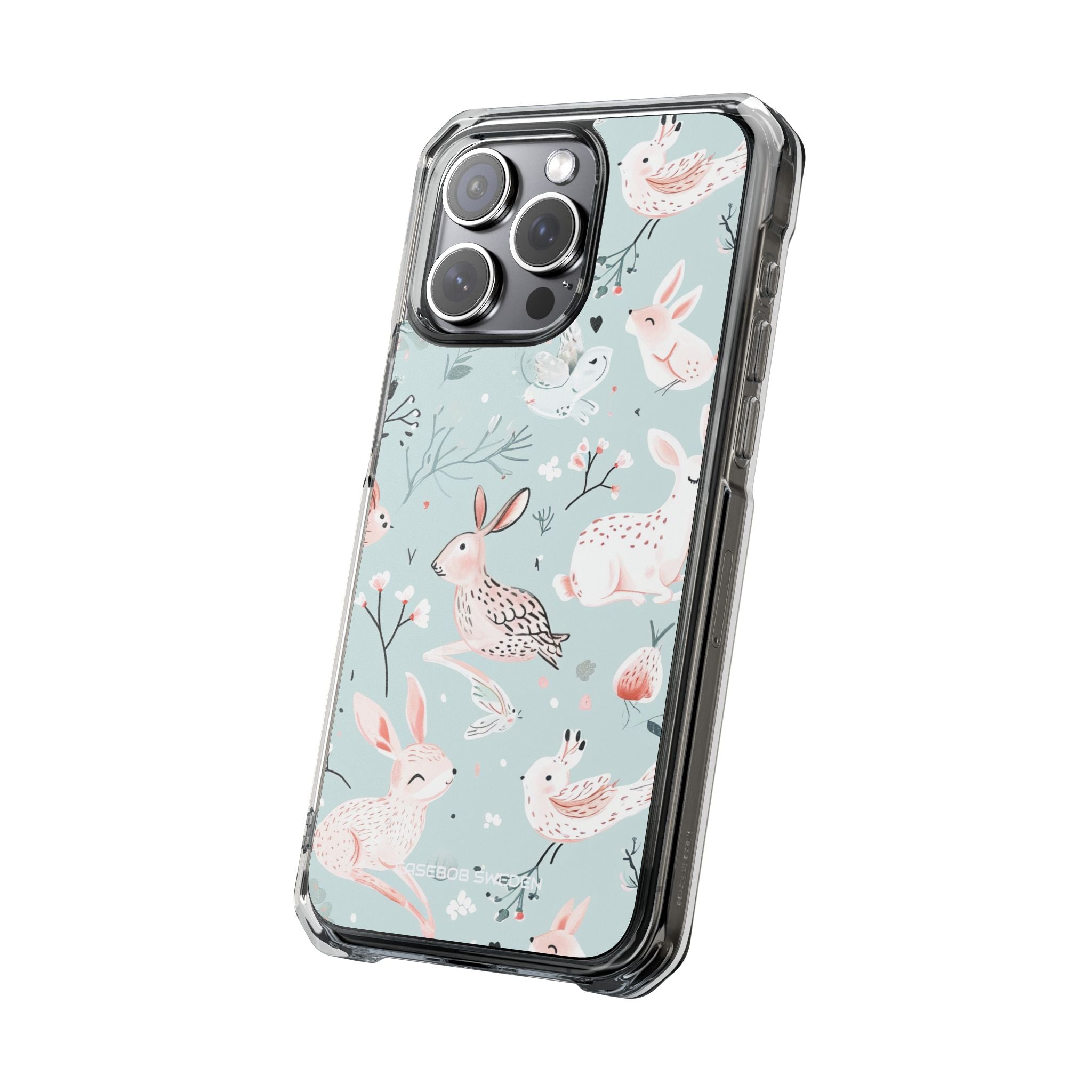 Whimsical Bunny Blossom - Clear Impact iPhone 15 Phone Case