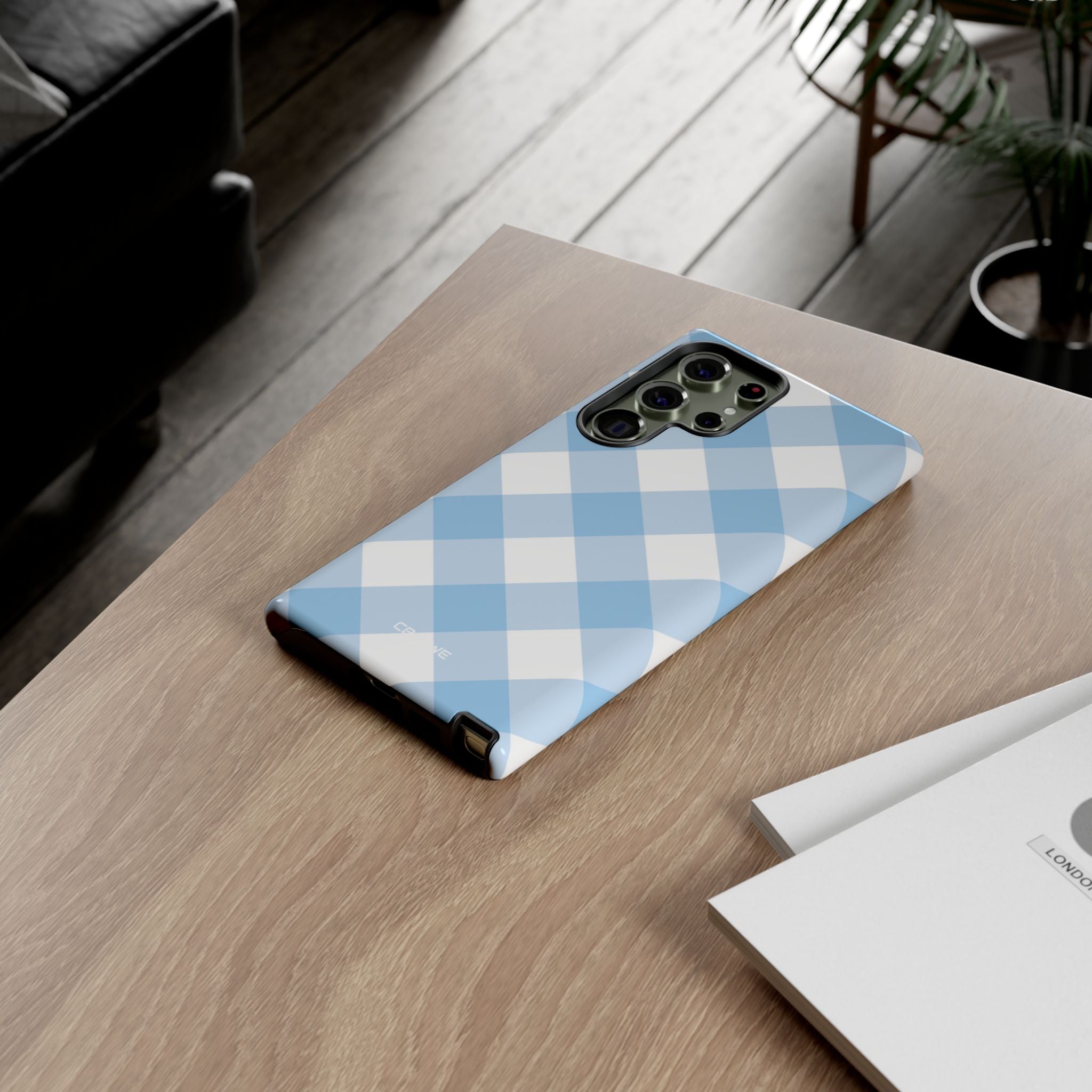 Soft Blue Gingham Elegance - Samsung Case