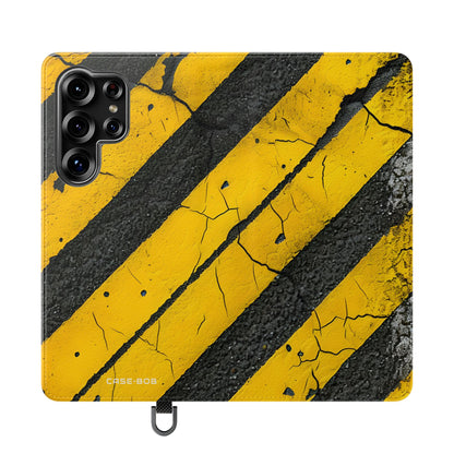 Yellow Stripes Distress - Samsung S25 Ultra Case - Wallet