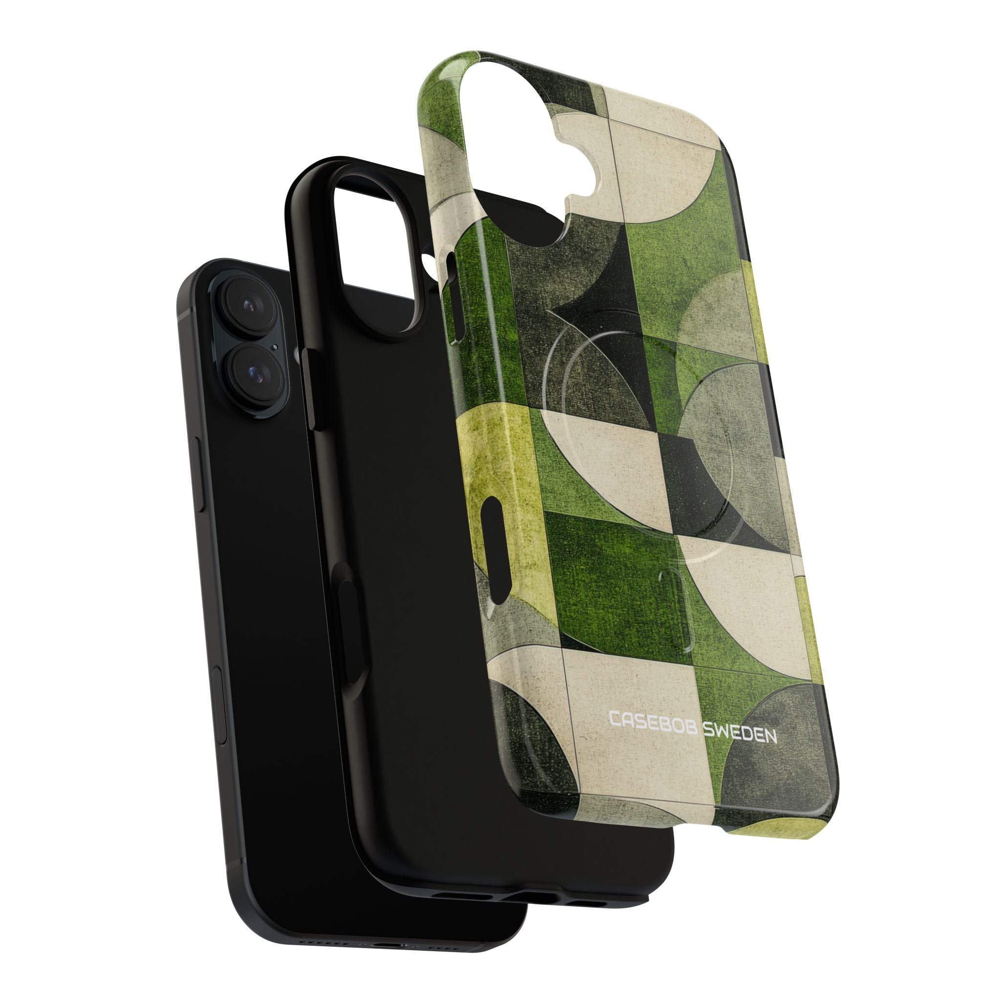 Green Geometric Harmony - Tough + MagSafe® iPhone 16 Phone Case