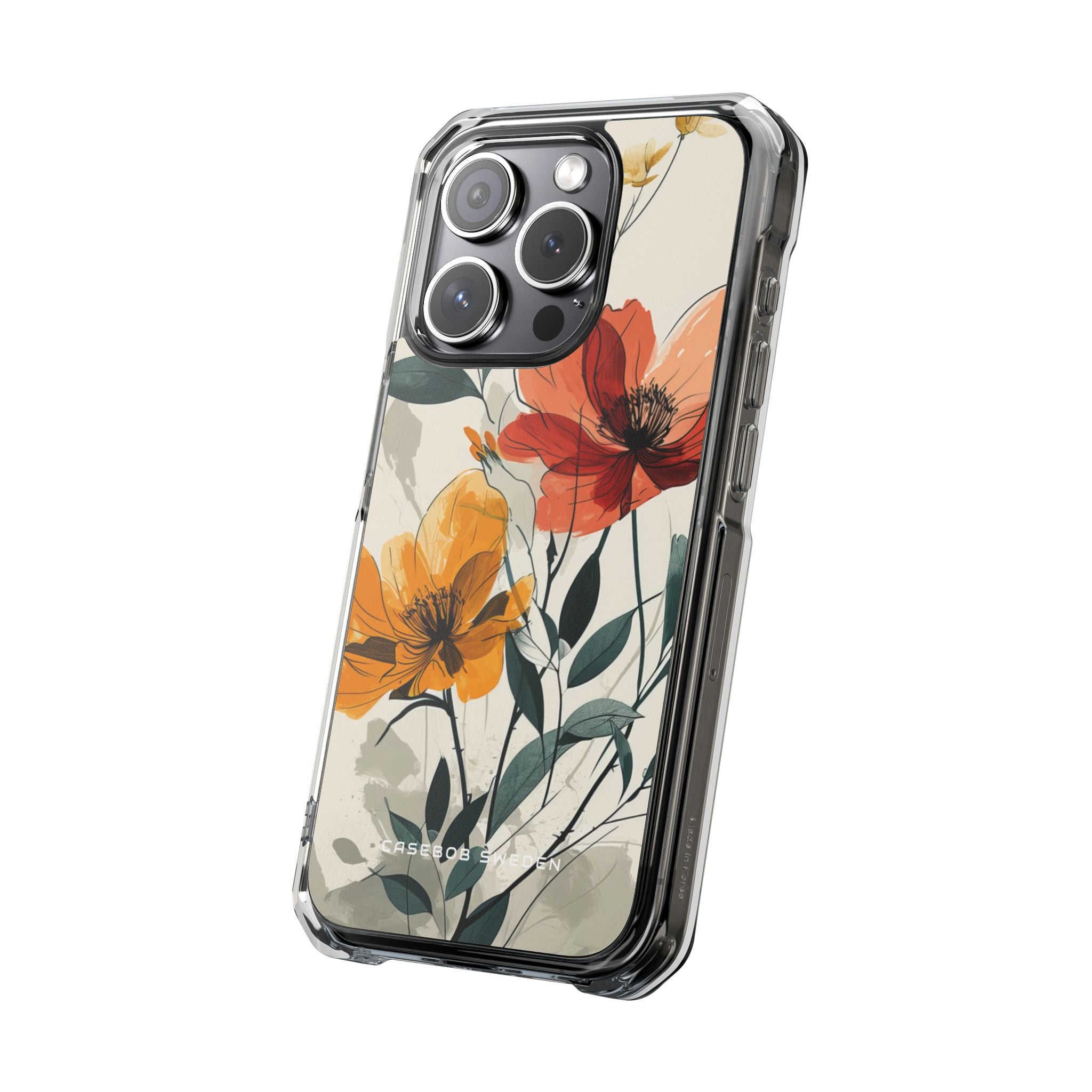 Elegant Floral Harmony iPhone 15 - Clear Impact Phone Case