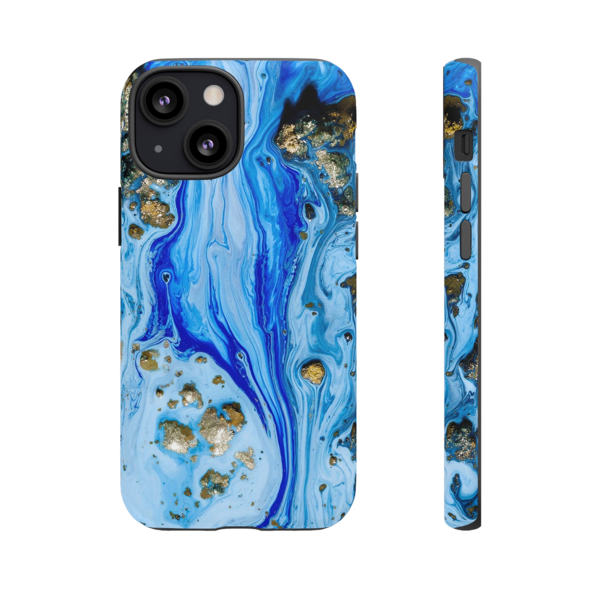 Blue Ice Ink Art iPhone Case (Protective) iPhone 13 Mini Matte Phone Case