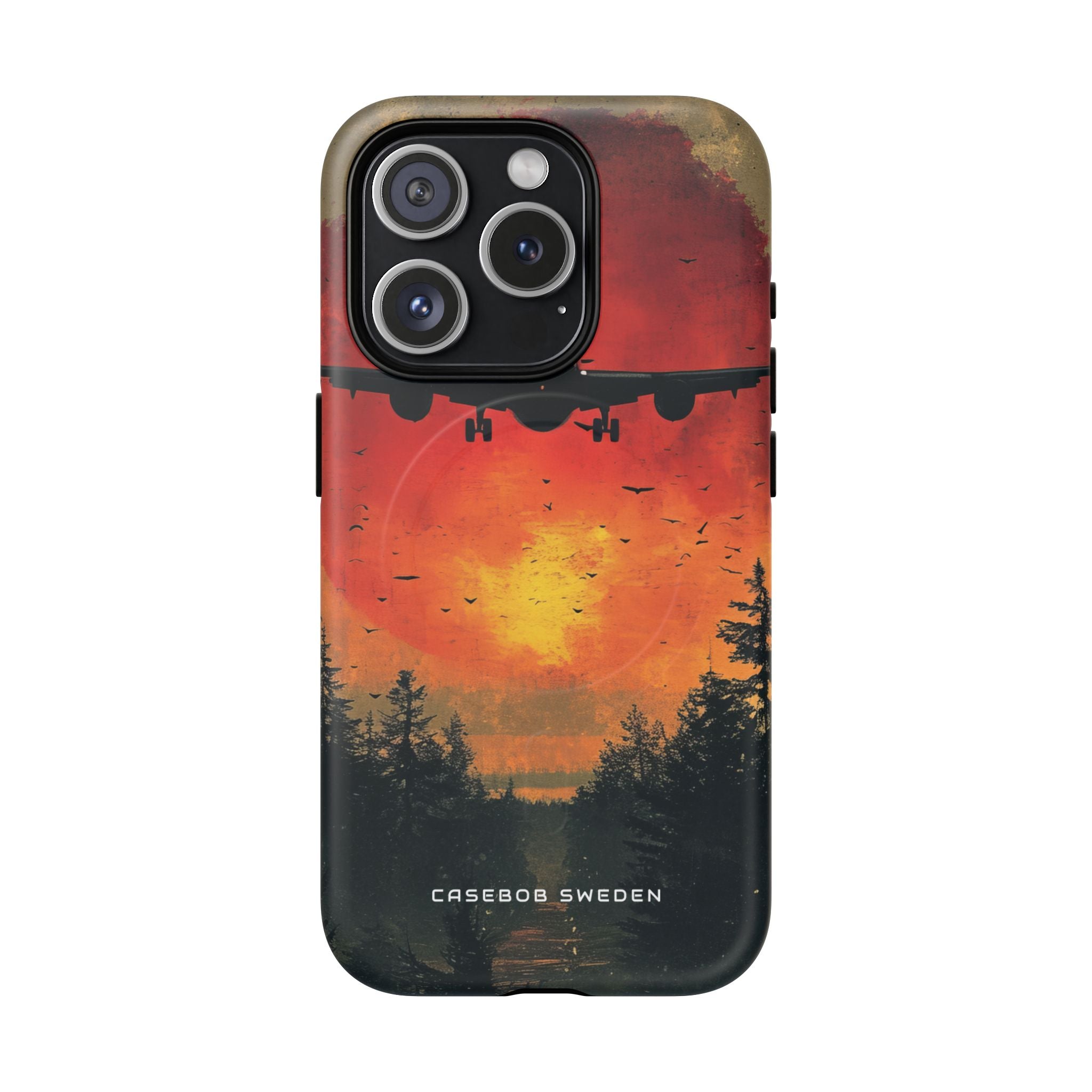 Vintage Sunset Airplane Silhouette iPhone 15 | Tough+ Phone Case