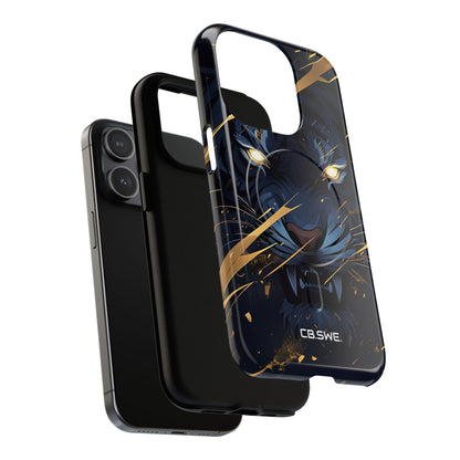 Fierce Blue Tiger Face Glowing Eyes iPhone 15 - Tough+