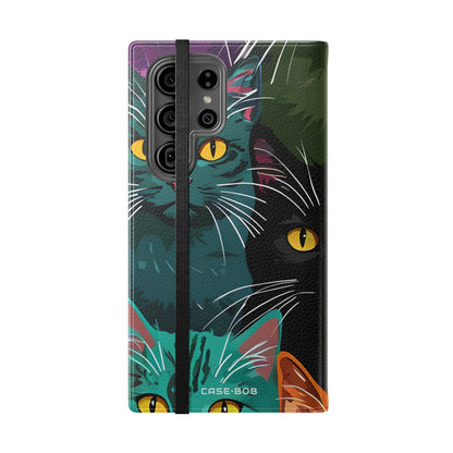 Kissa Ruudukko Neon - Samsung S23 Ultra -lompakkokotelo