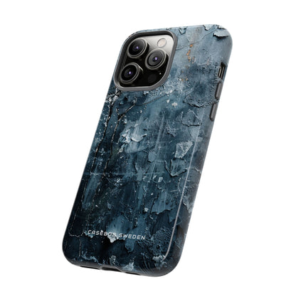 Weathered Blue Tapestry with Cracked Layers iPhone 14 - Tough Phone Case