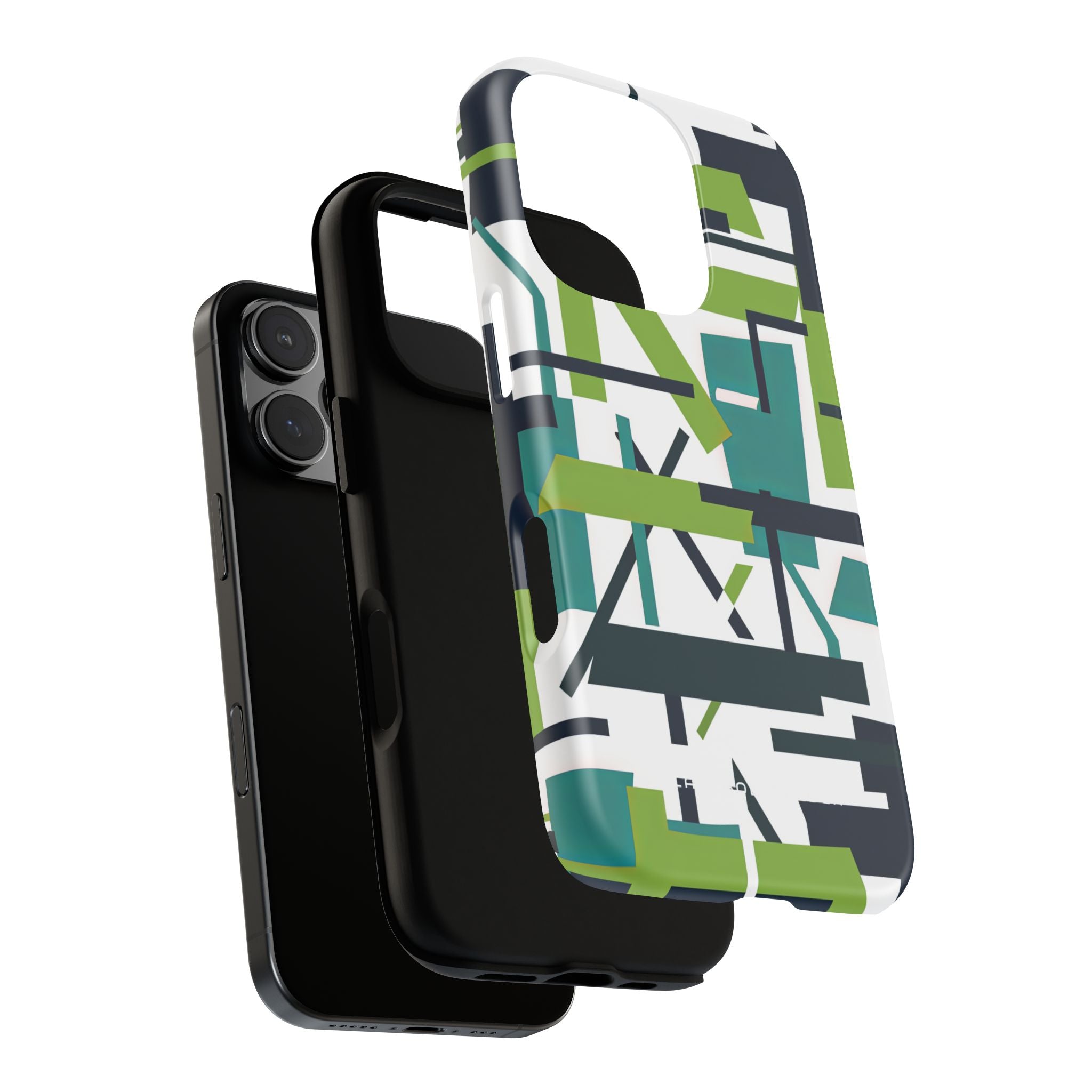 Green Geometry Glide iPhone 16 - Tough Phone Case