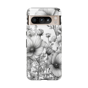 Monochrome Flora | Protective Phone Case for Google Pixel