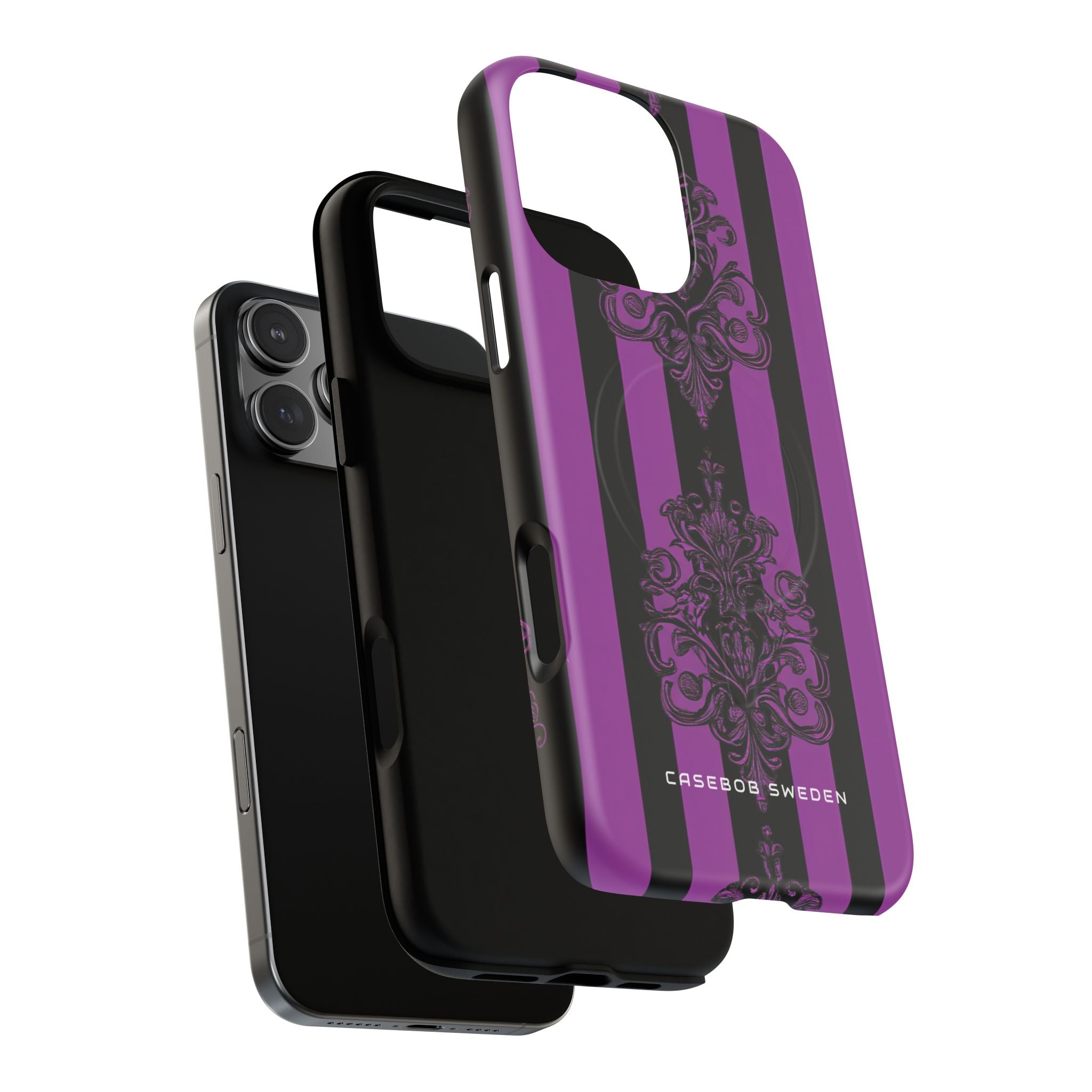 Gothic Elegance with Vertical Stripes and Ornamental Motifs iPhone 16 | Tough+ Phone Case