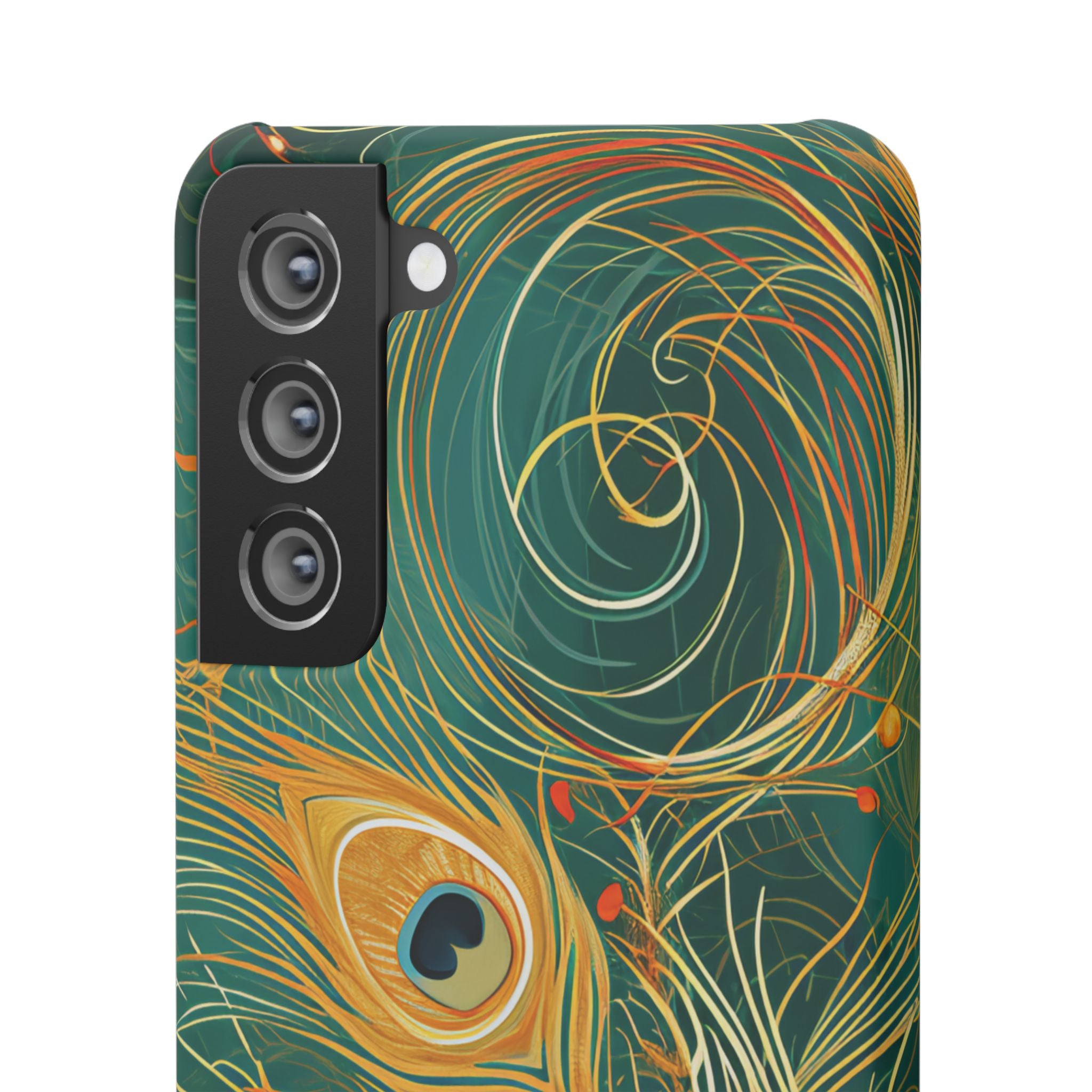 Peacock Elegance in Teal and Gold Samsung S21 - Slim Phone Case