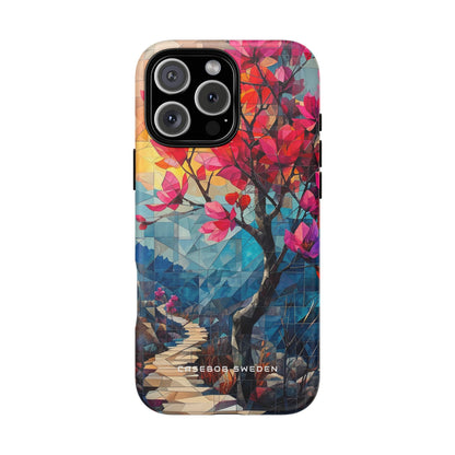 Vibrant Geometric Tree Landscape iPhone 16 | Tough+ Phone Case