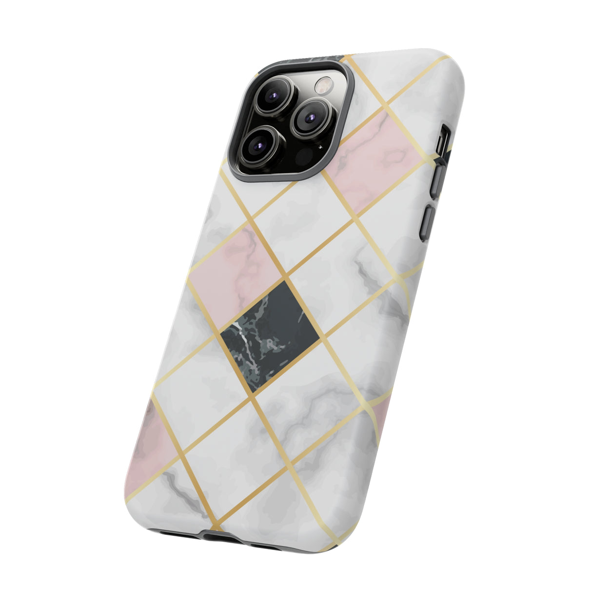 Pink Marble Geometric iPhone Case (Protective) Phone Case