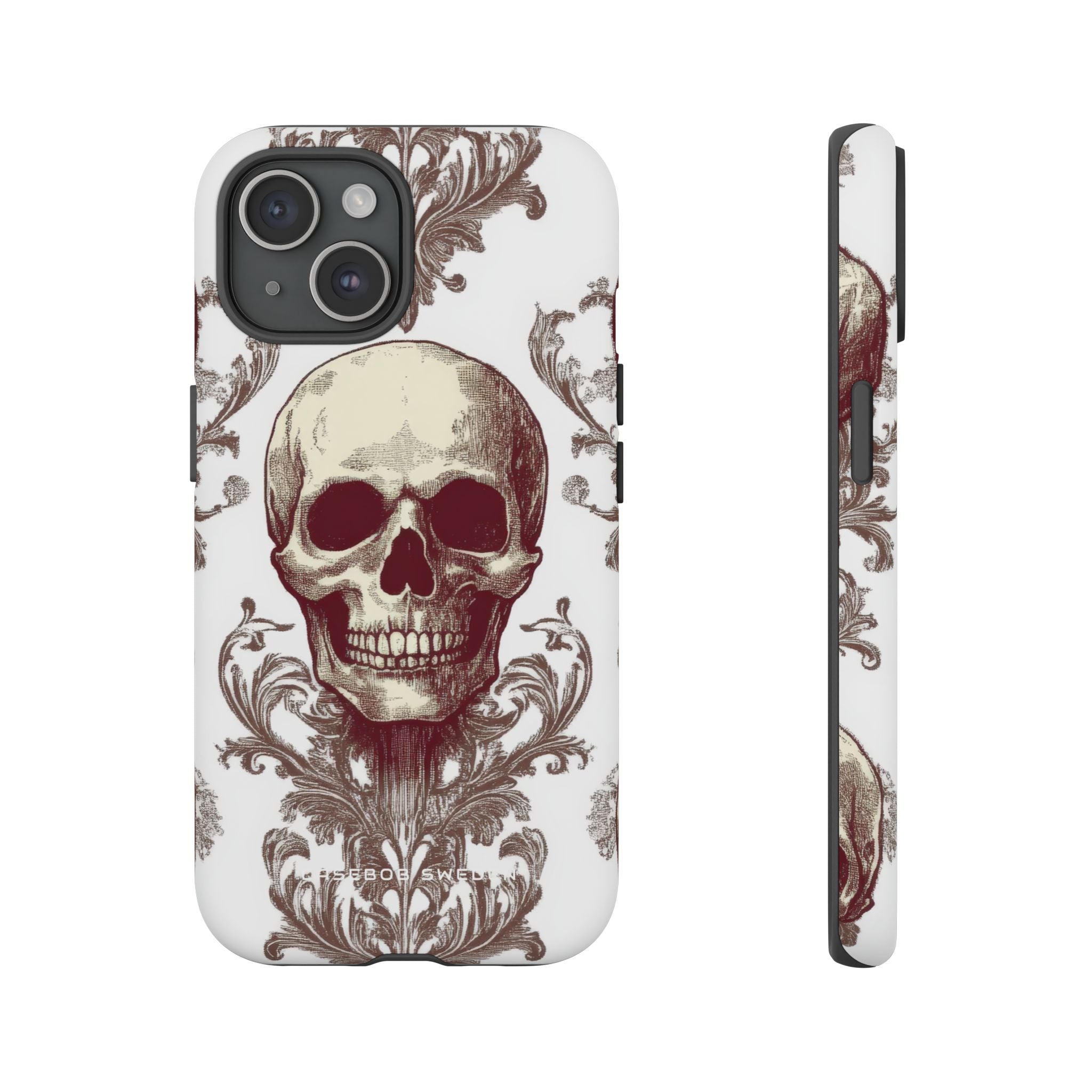 Gothic Skulls and Ornate Foliage iPhone 15 - Tough Phone Case