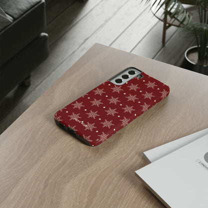 Cream Snowflake Crimson Samsung S22 Plus Case - Tough