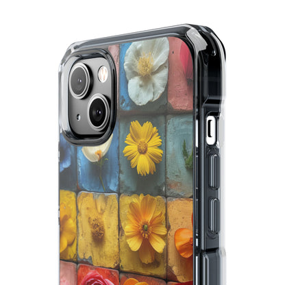 Vibrant Floral Tiles - Clear Impact iPhone 14 Phone Case