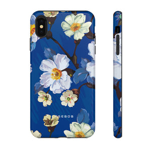 Elegante Blume auf blauem iPhone Fall | Hart