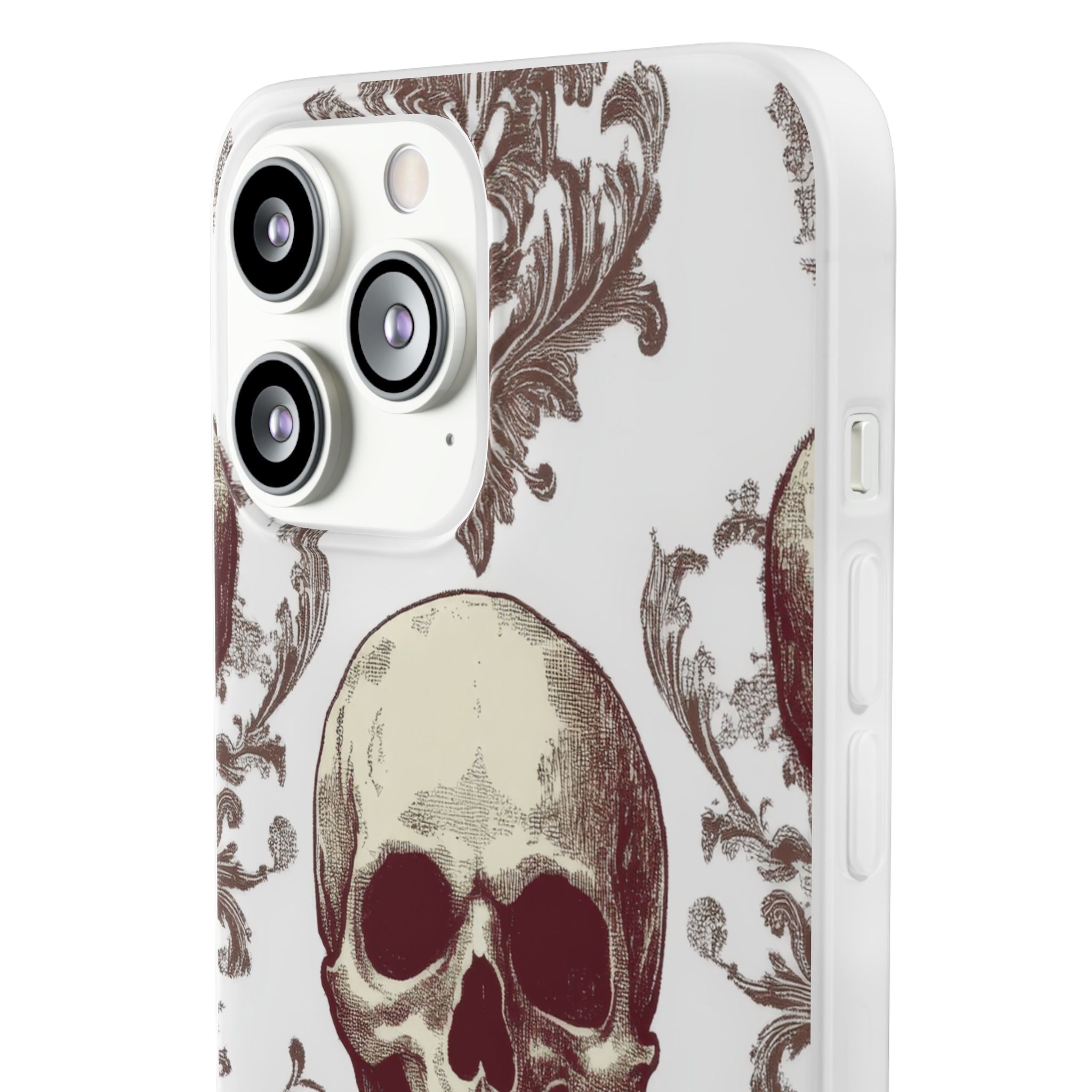 Gothic Skulls and Ornate Foliage iPhone 13 - Flexi Phone Case