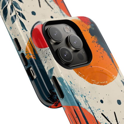 Orange Blue Splash - Tough + MagSafe® iPhone 14 Phone Case