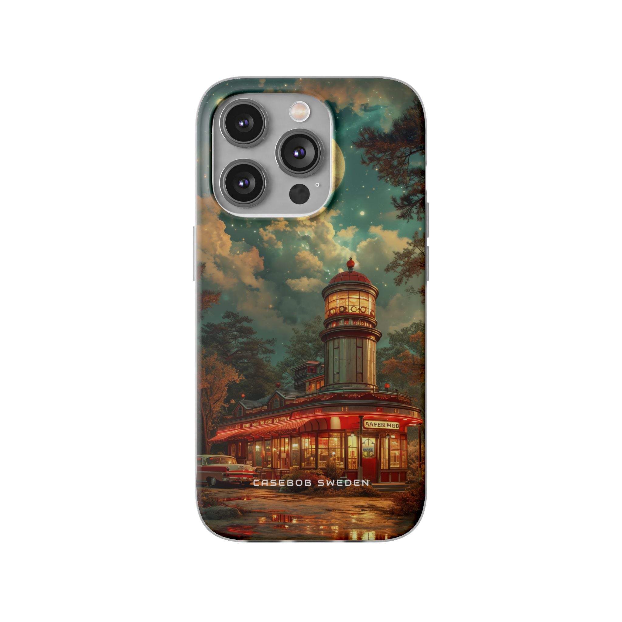 Vintage Moonlit Diner Fantasy iPhone 14 - Flexi Phone Case