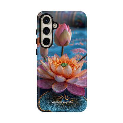 Vibrant Lotus Embroidery - Tough Samsung S24 Phone Case