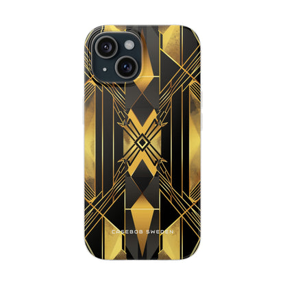 Golden Geometric Elegance iPhone 15 - Flexi Phone Case