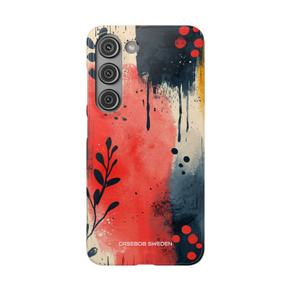 Red Blue Abstract Florals - Slim Samsung S23 Phone Case