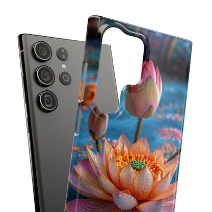 Vibrant Lotus Embroidery - Slim Samsung S23 Phone Case