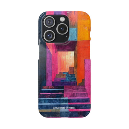 Pink Orange Geometry - Slim iPhone 15 Phone Case