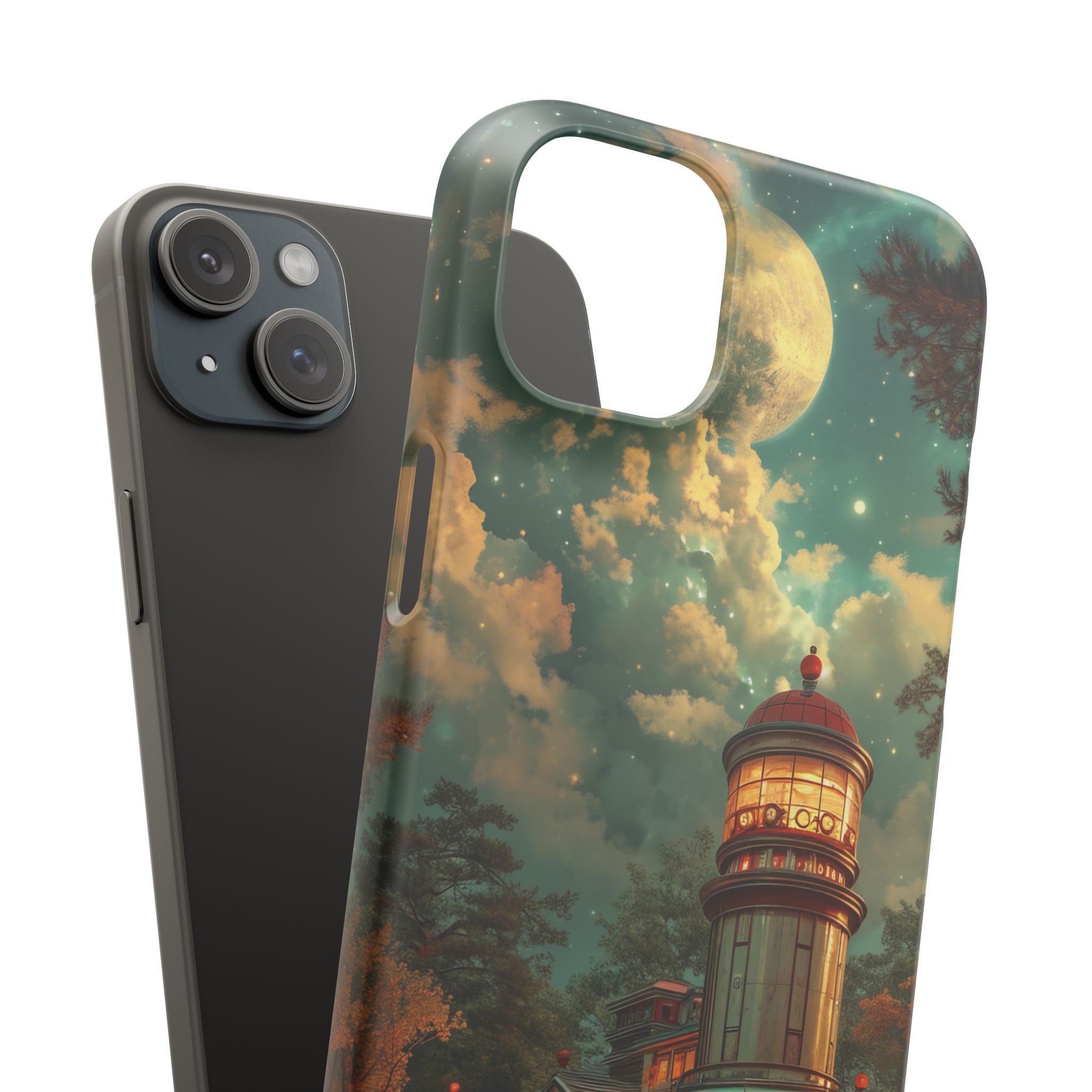 Vintage Moonlit Diner Fantasy iPhone 15 - Slim Phone Case