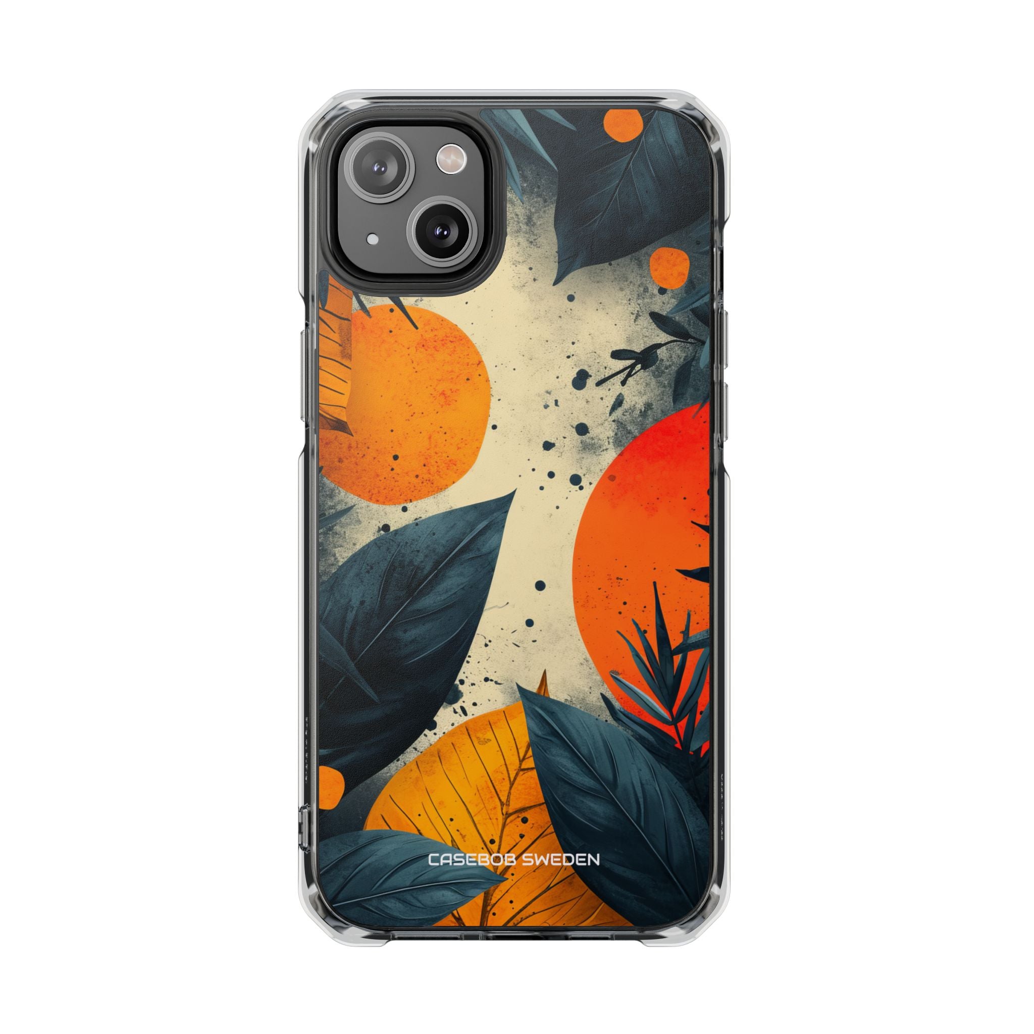 Tropical Blue Leaves - Clear Impact iPhone 14 Phone Case