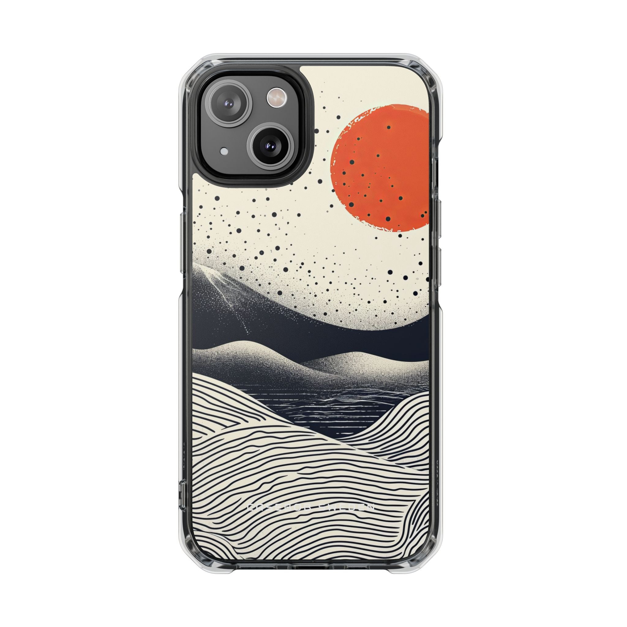 Red Sun Over Flowing Horizons iPhone 14 - Clear Impact Phone Case