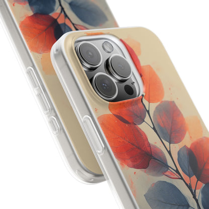 Orange Gray Leaves - Flexi iPhone 16 Phone Case