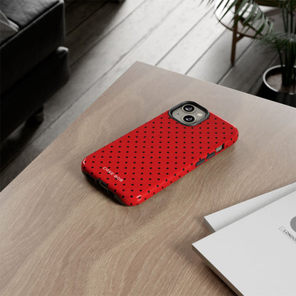 Crimson Dot Matrix iPhone 14 Case - Tough