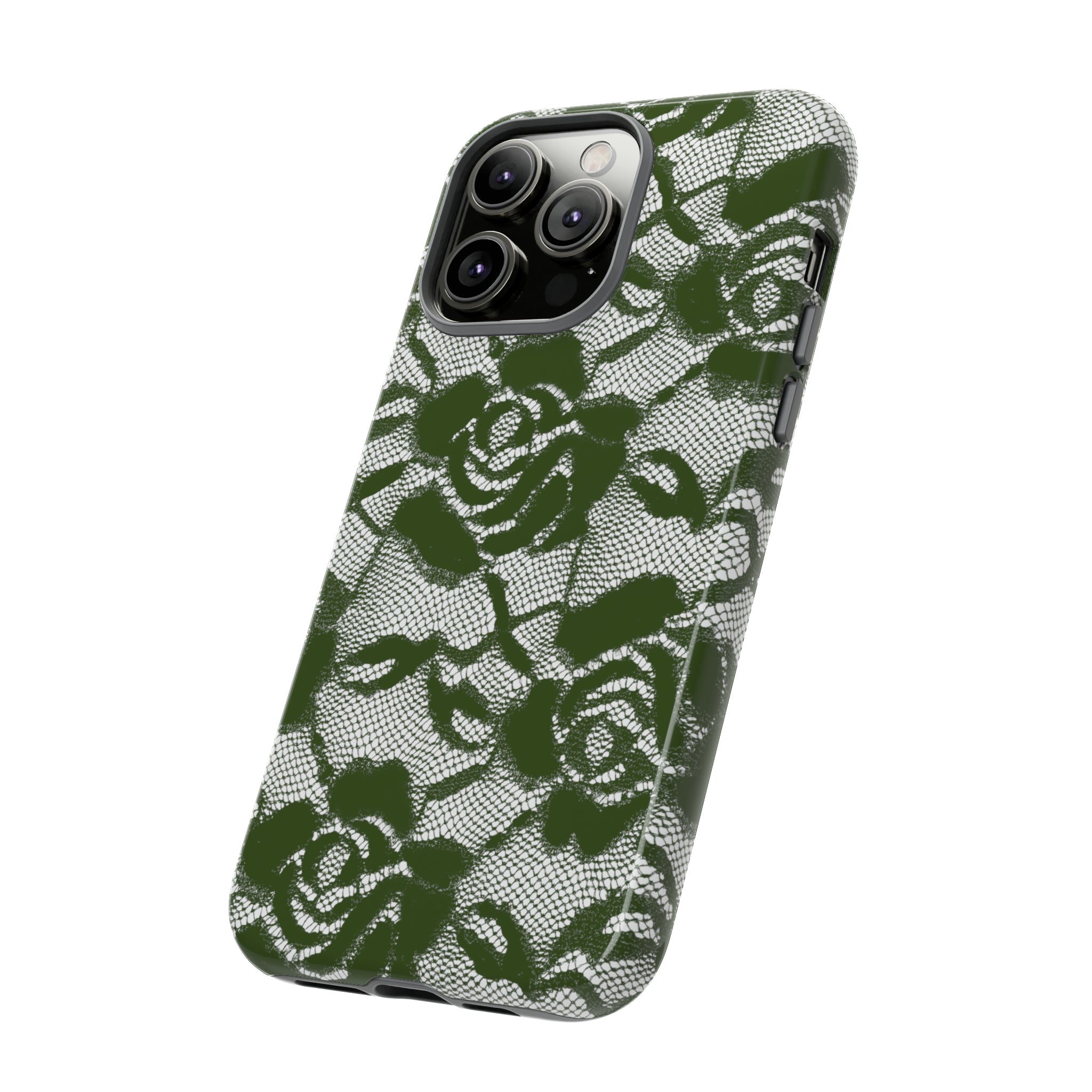 Green Lace Gothic Flower - Protective Phone Case