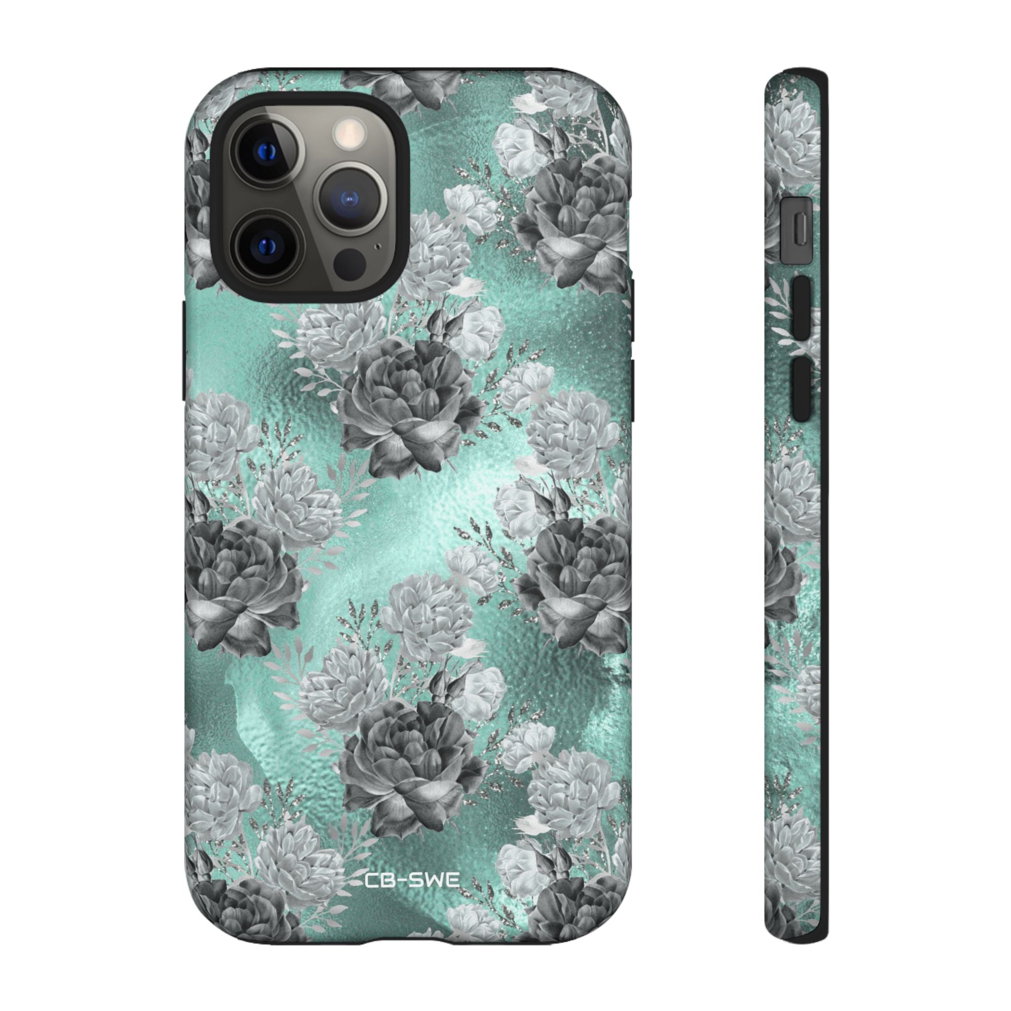 Teal Floral Elegance - iPhone Case