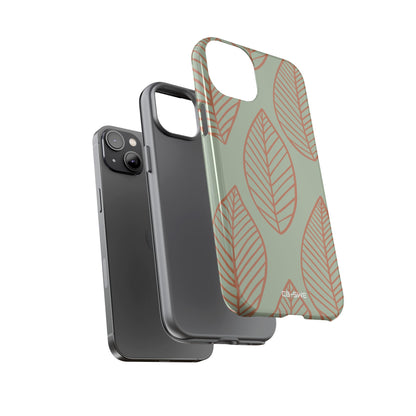 Mint and Orange Leaves - iPhone Case