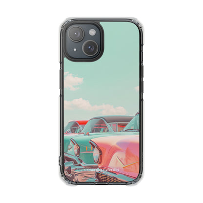 Vintage Turquoise Cars - Clear Impact iPhone 15 Phone Case