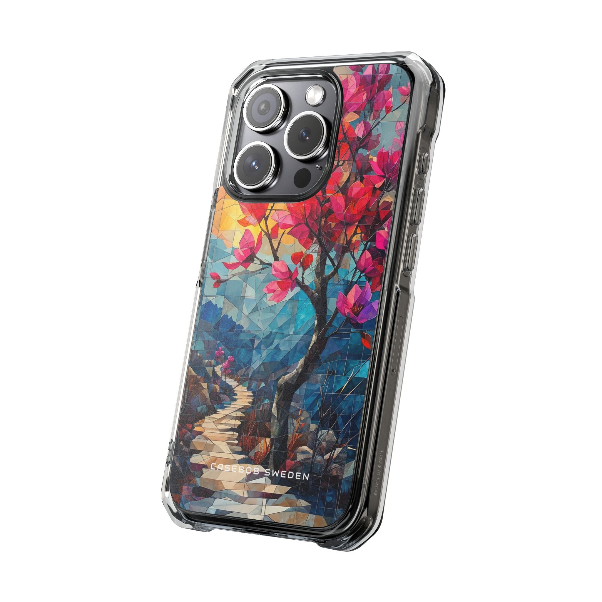 Vibrant Geometric Tree Landscape iPhone 15 - Clear Impact Phone Case