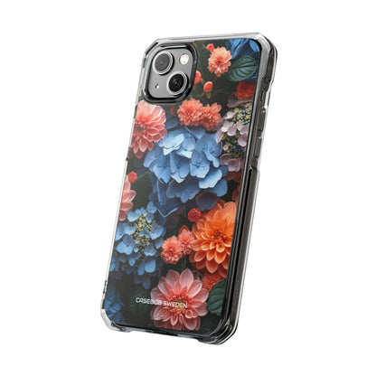 Blue Floral Bliss - Clear Impact iPhone 14 Phone Case