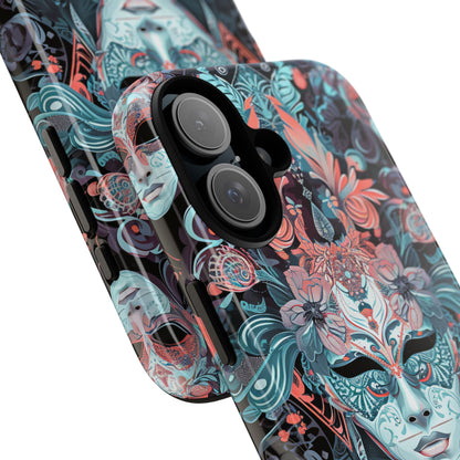 Mystic Teal Coral Mask - Tough iPhone 16 Phone Case