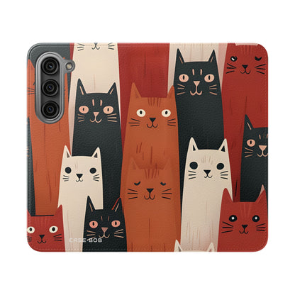 Cat Columns Orange - Samsung S23 Case - Wallet