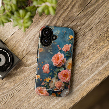 Blue Floral Elegance - Tough iPhone 16 Phone Case