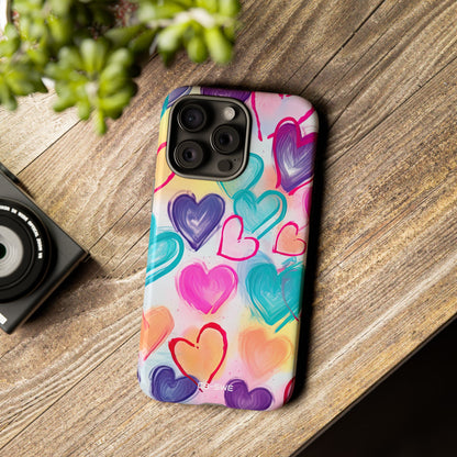 Hearts Dance Playfully - iPhone Case