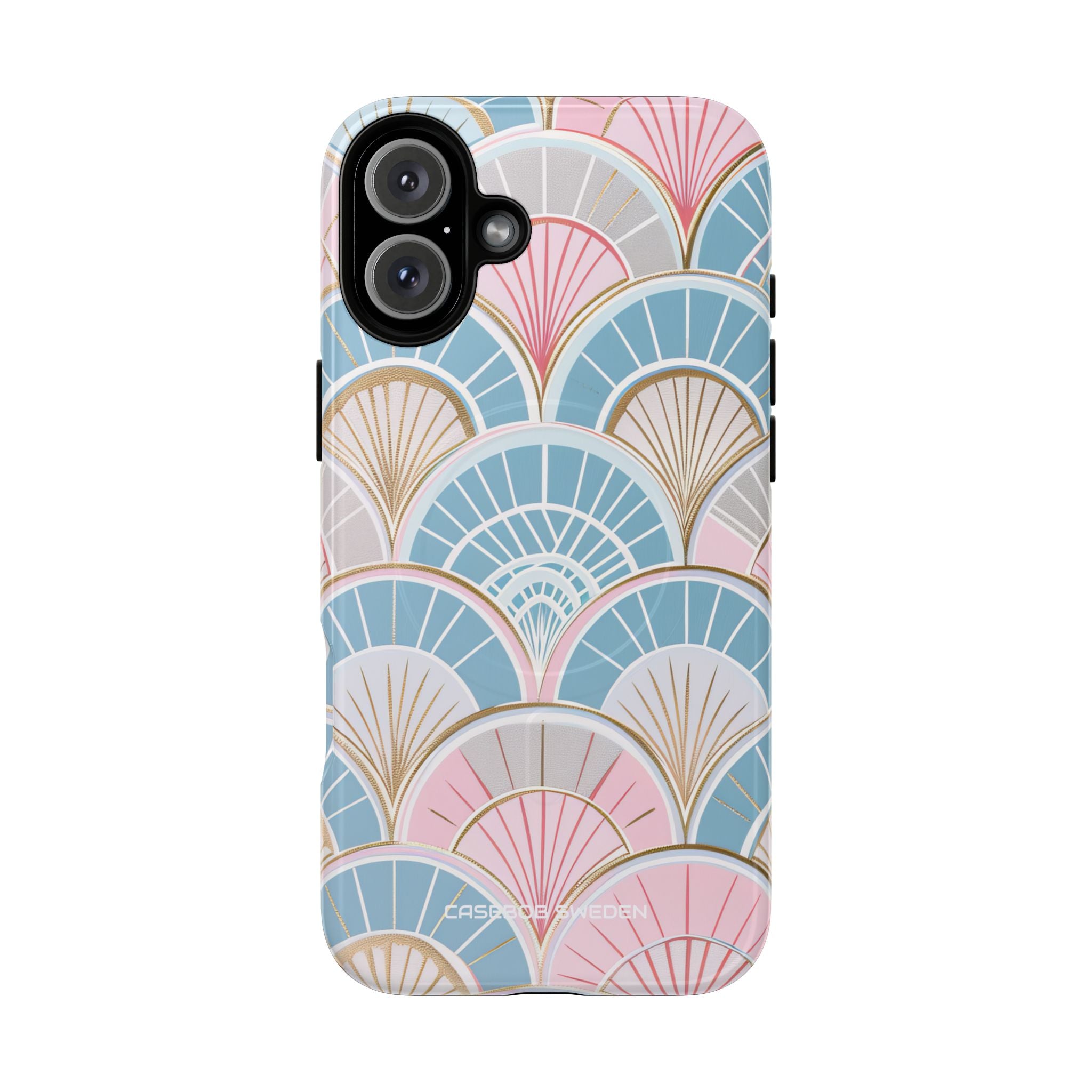 Art Deco Pastel Fan Pattern - Tough + MagSafe® iPhone 16 Phone Case