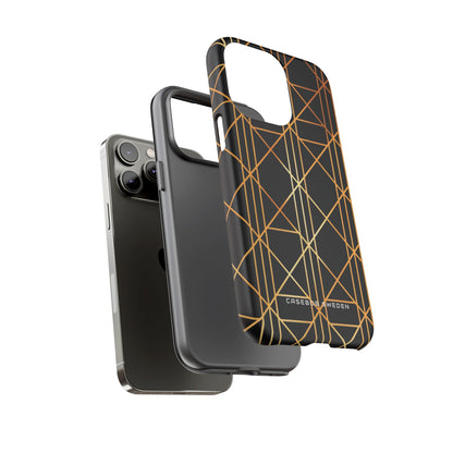 Golden Geometric Elegance iPhone 14 - Tough Phone Case